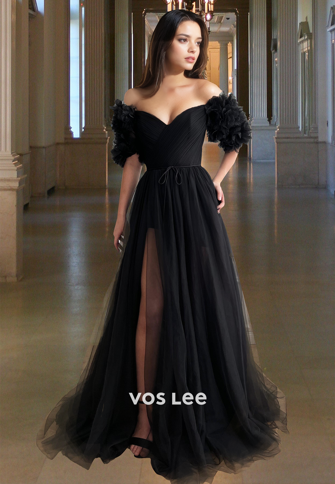 black retro dress with sleeves Unique Vintage Black Peasant Sleeve Swing Dress