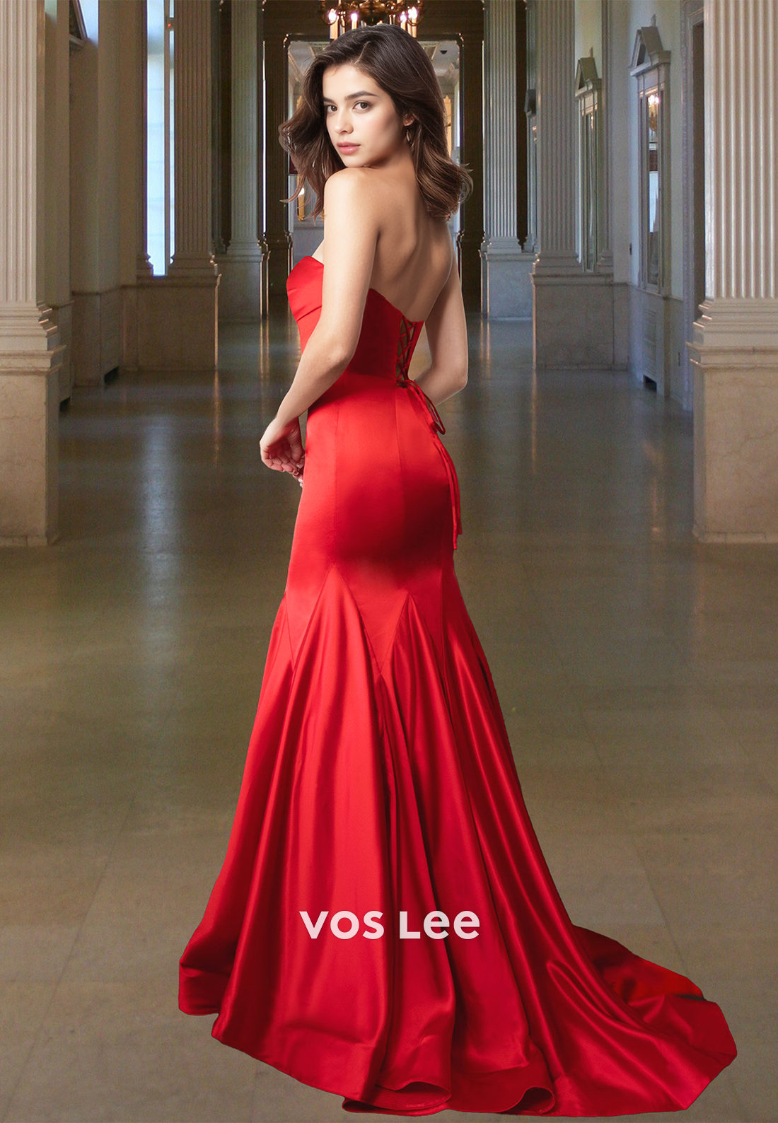 Sexy Solid Strapless Empire Sweetheart Mermaid Satin Evening Dress 202 VOS LEE Sexy Solid Strapless Empire Sweetheart Mermaid Satin Evening Dress 202 VOS LEE