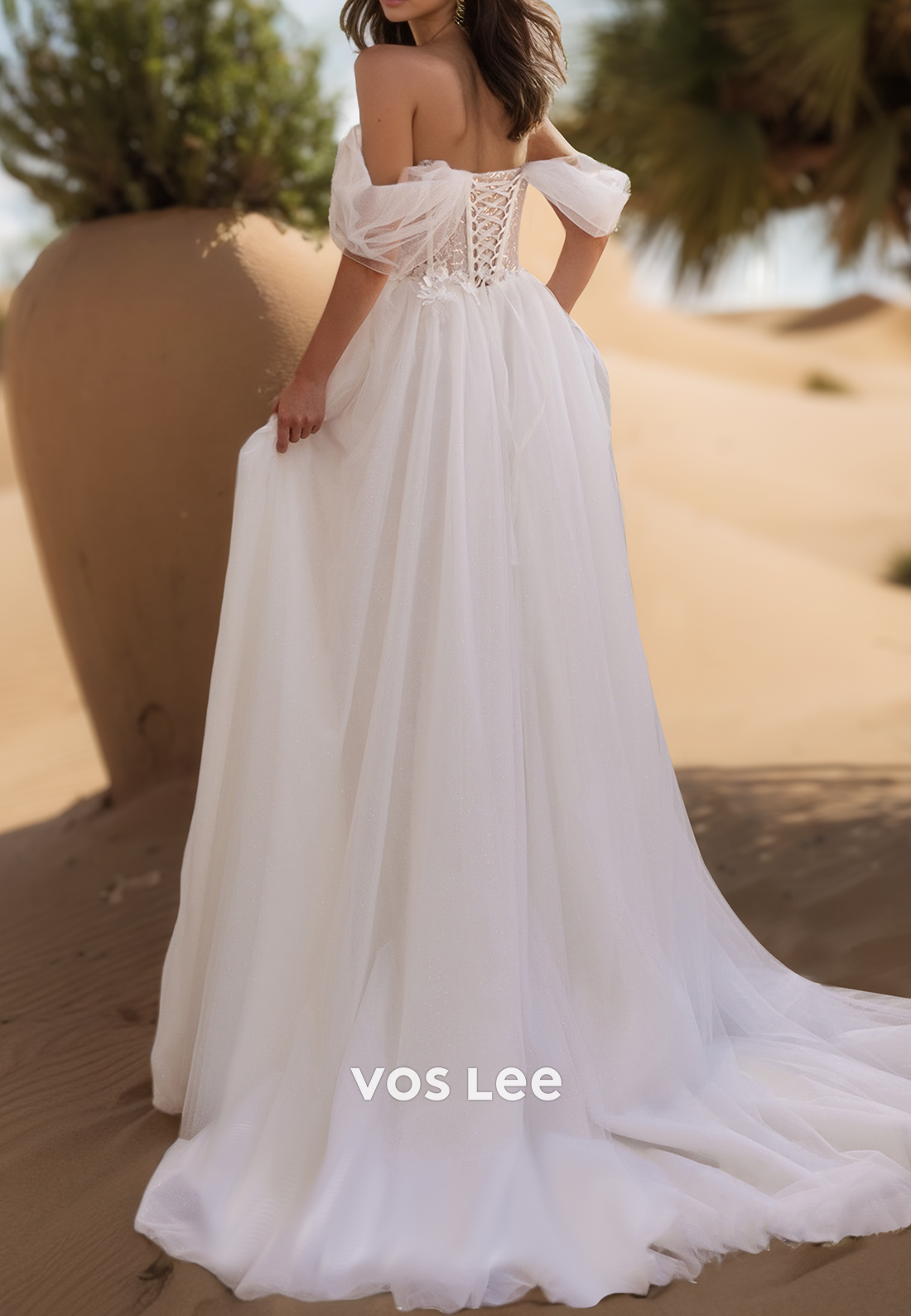Classic & Timeless Off-Shoulder Sweetheart Sequins Wedding Dresses with Split
