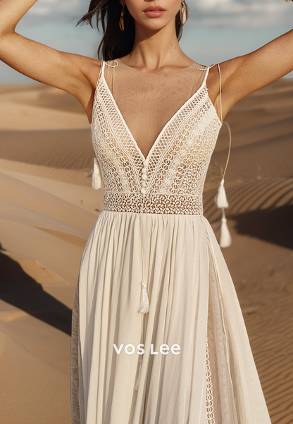 Elegant & Luxurious A-Line Halter Ruched Wedding Dresses with Sweep Train