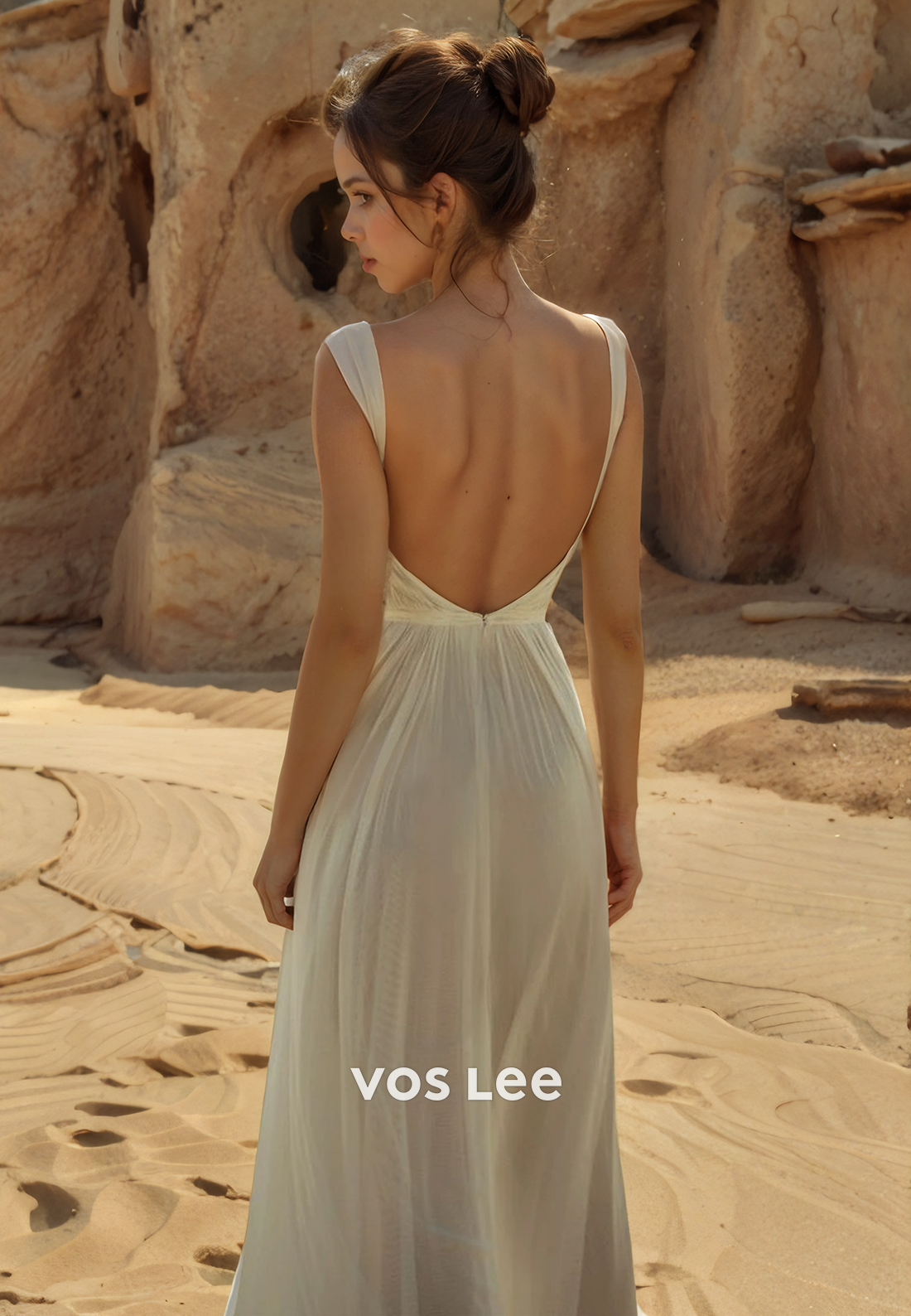 Sweetheart Backless Graceful Wedding Dress Chiffon Floor Length Beach Bride Dresses