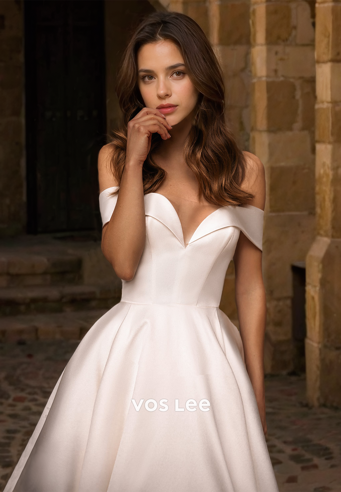 cut train off wedding dress Off-shoulder Corset Satin Wedding Dress Drop Waist Strapless Silk Wedding Dress Modern Minimalist Sheath Bridal Gown FRIDA