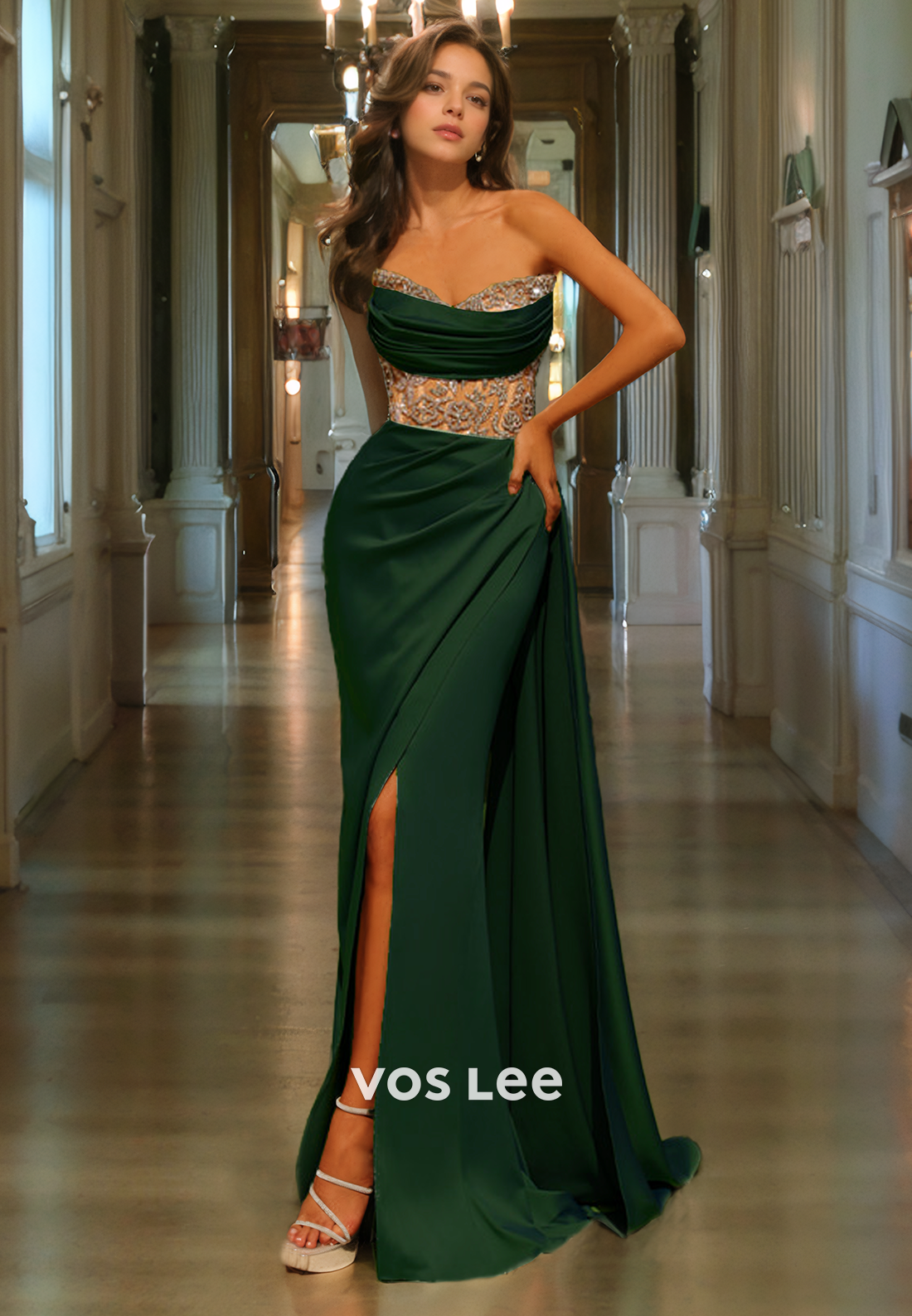 Satin Mermaid Strapless Long Prom Dress Sweetheart Zipper Back Night Party Gown