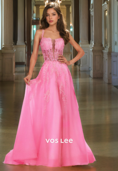 Stunning A-Line Lace Illusion Quinceanera Dress Lace Up Floor Length Party Dresses