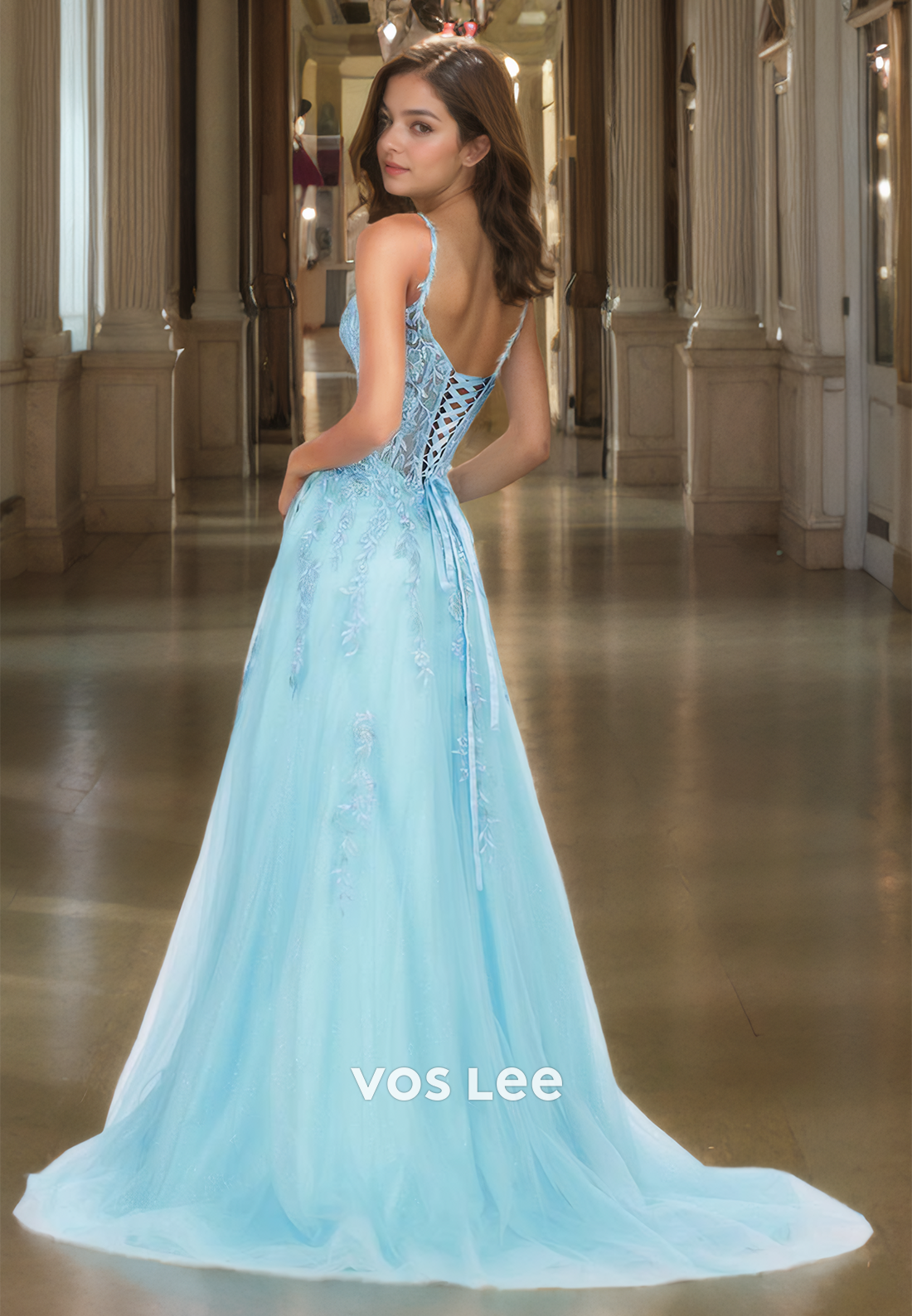 Stunning A-Line Lace Illusion Quinceanera Dress Lace Up Floor Length Party Dresses