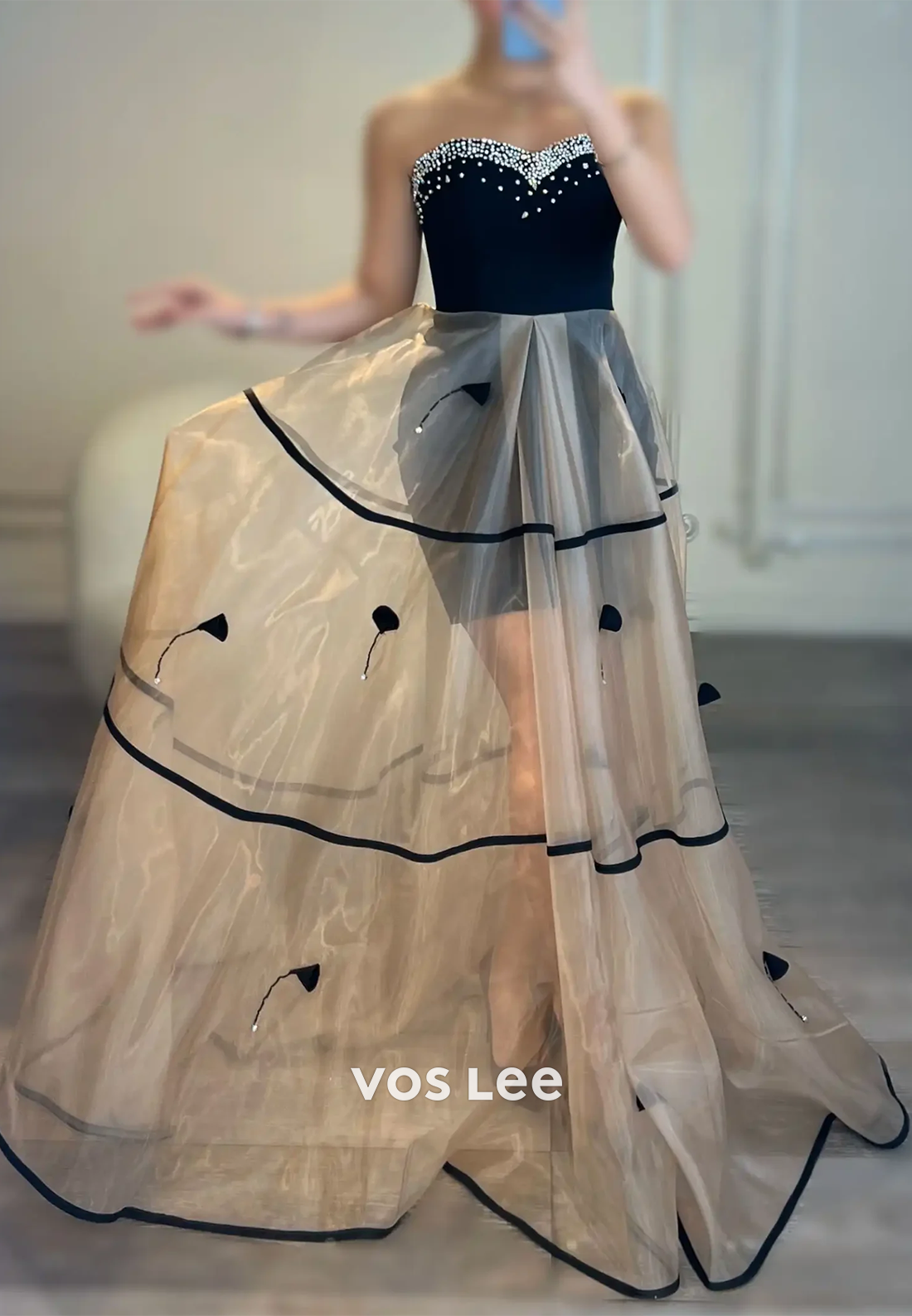 Chic & Modern Rhinestone Sweetheart  Flower Party Evening Dresses with Illusion Train