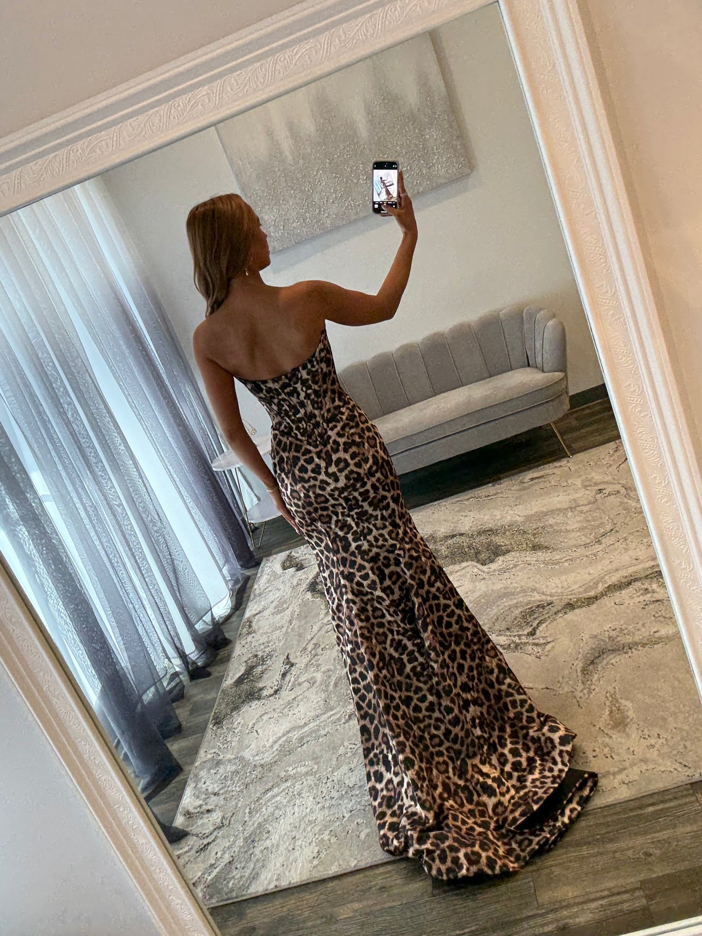 Crystals Sweetheart Leopard Print Mermaid Prom Dress