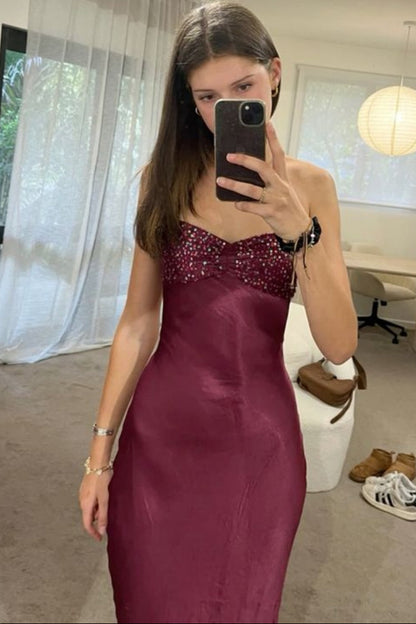 Halter Purple Ruched Bust Long Dress with Sequins