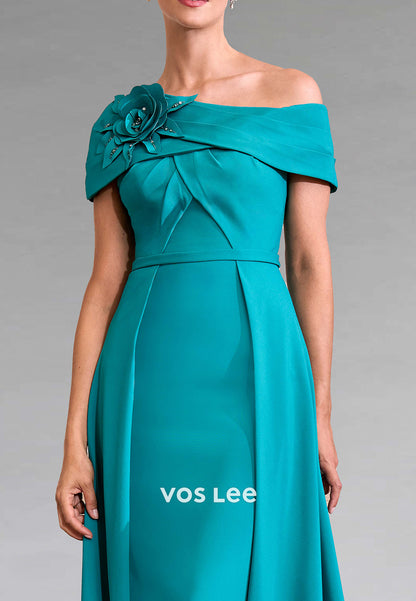 A-Line Off the Shoulder Flowers Sheath Mother of Bride Dresses