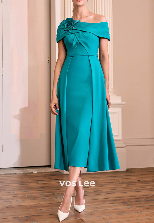 A-Line Off the Shoulder Flowers Sheath Mother of Bride Dresses
