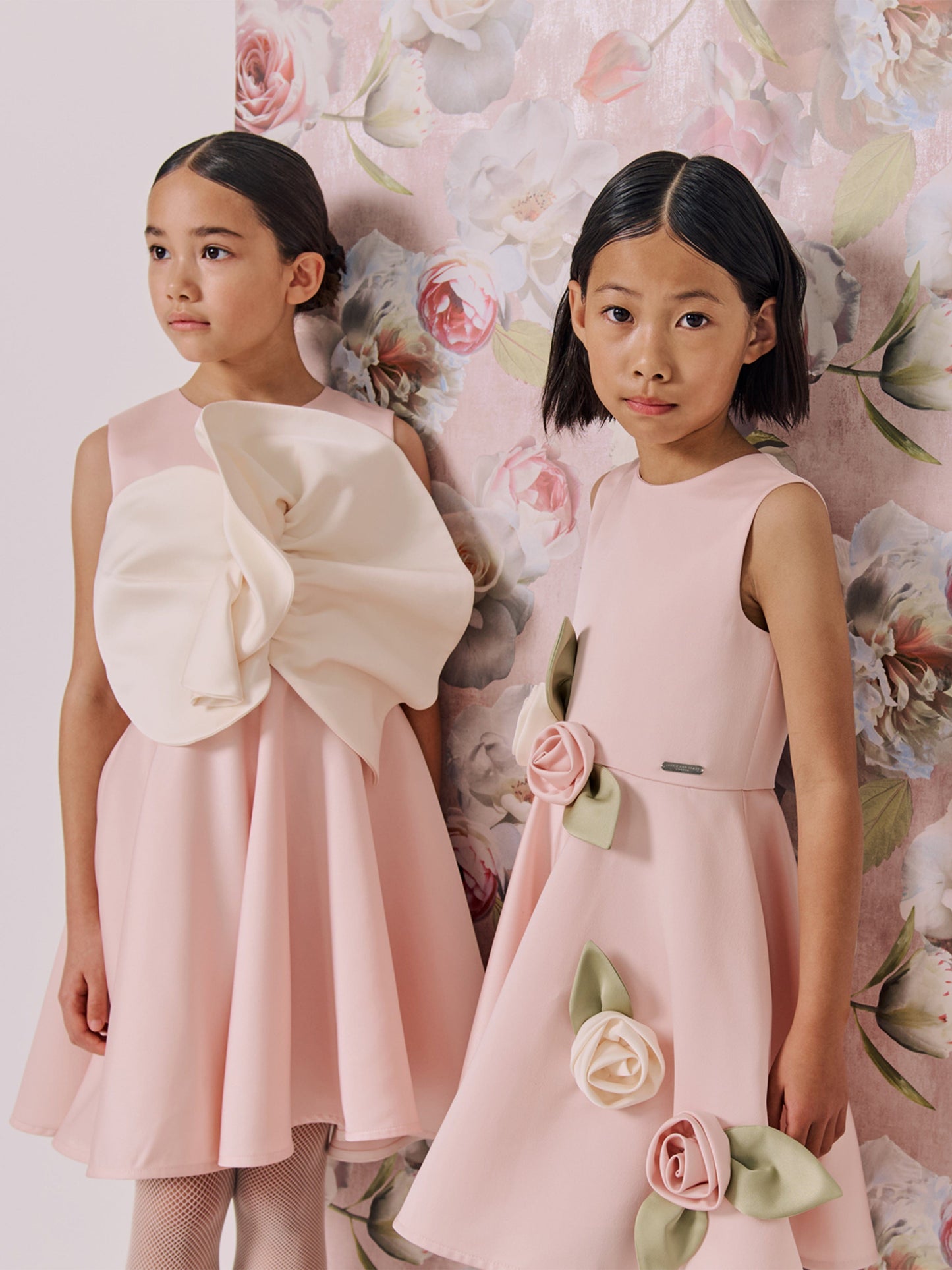 Elegant Pink Sleeveless Flower Girl Dress for Weddings | Handmade Floral Accent Kids Formal Gown