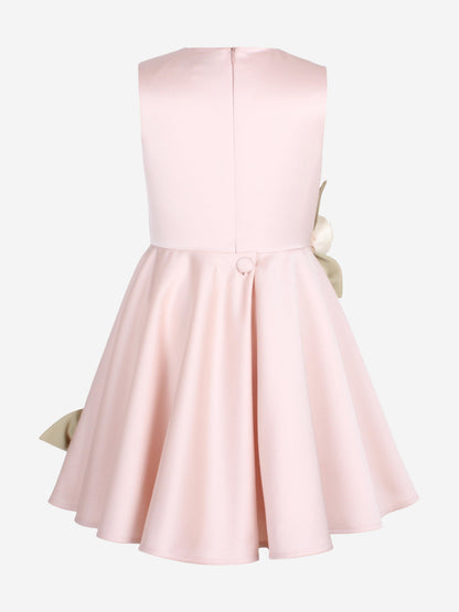 Elegant Pink Sleeveless Flower Girl Dress for Weddings | Handmade Floral Accent Kids Formal Gown