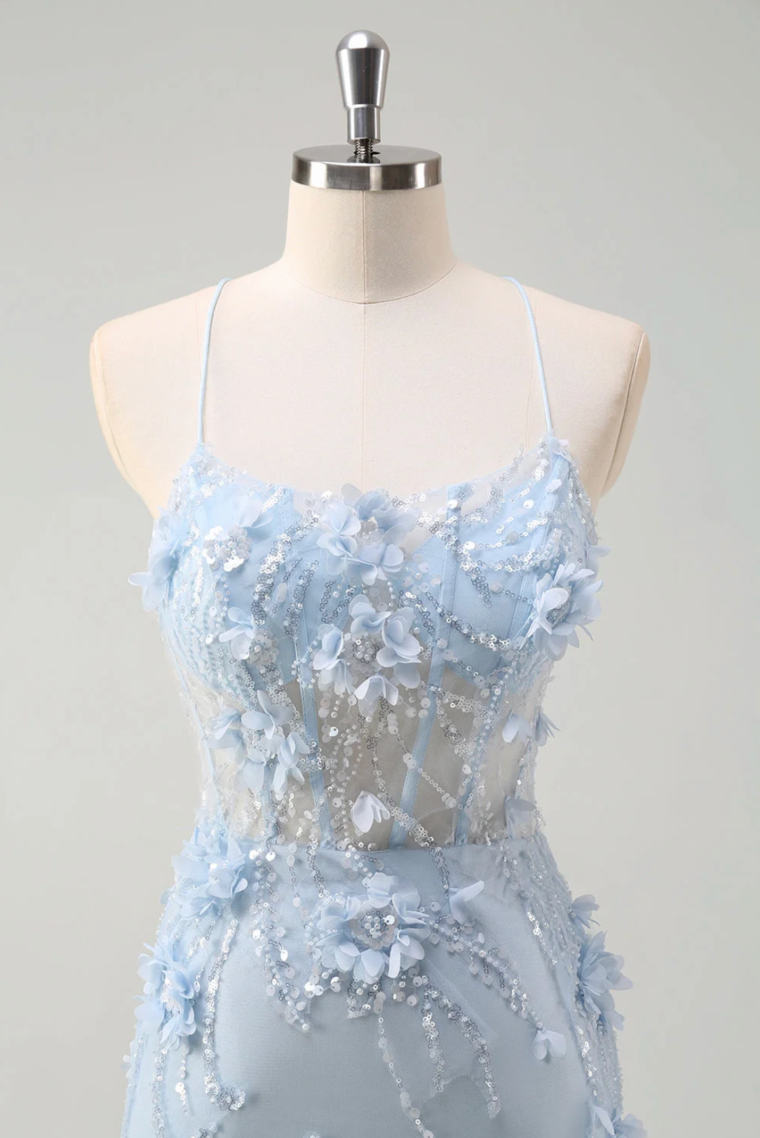 Strapless Mermaid Gown with Tulle Overlay | Evening Dress