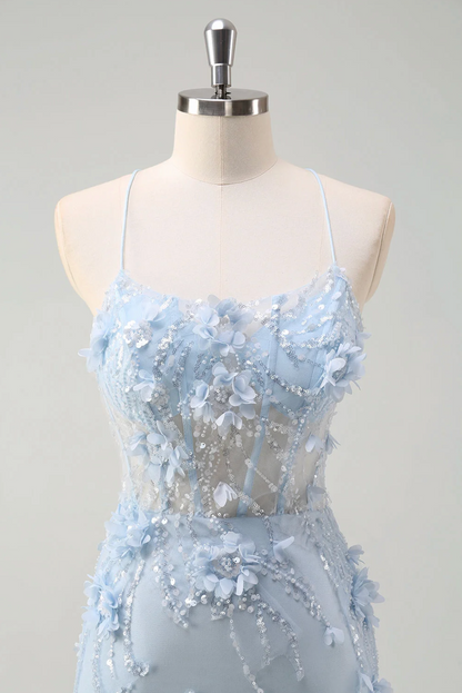 Strapless Mermaid Gown with Tulle Overlay | Evening Dress