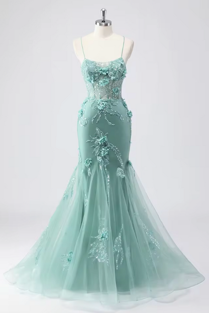 Strapless Mermaid Gown with Tulle Overlay | Evening Dress