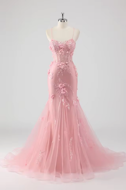 Strapless Mermaid Gown with Tulle Overlay | Evening Dress