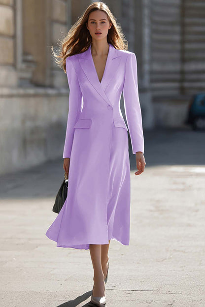 Sky Blue Peak Laplel Long Sleeve Midi Work Dress
