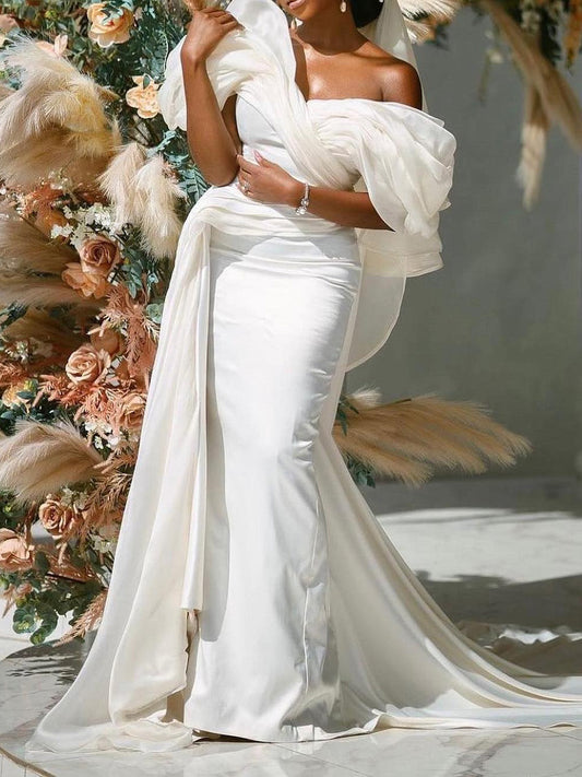 Elegant  Off-the-Shoulder Wedding Dress