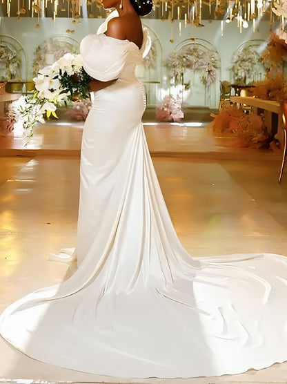 Elegant  Off-the-Shoulder Wedding Dress