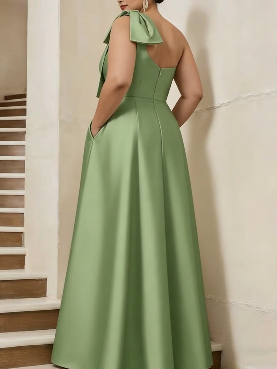 Plus Size One-Shoulder Mother of the Bride Dresses with Overskirt
