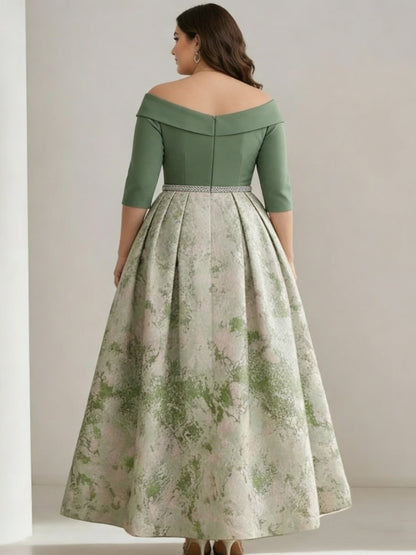 Plus Size A-Line Off-the-Shoulder Mother of the Bride Dresses Satin