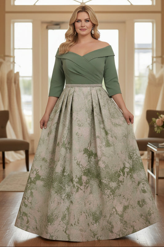 Plus Size A-Line Off-the-Shoulder Mother of the Bride Dresses Satin