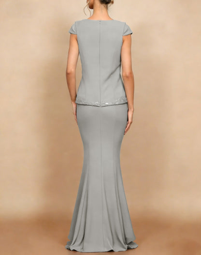 Trumpet/Mermaid V-Neck Stretch Satin Mother of the Bride Dresses Floor-Length