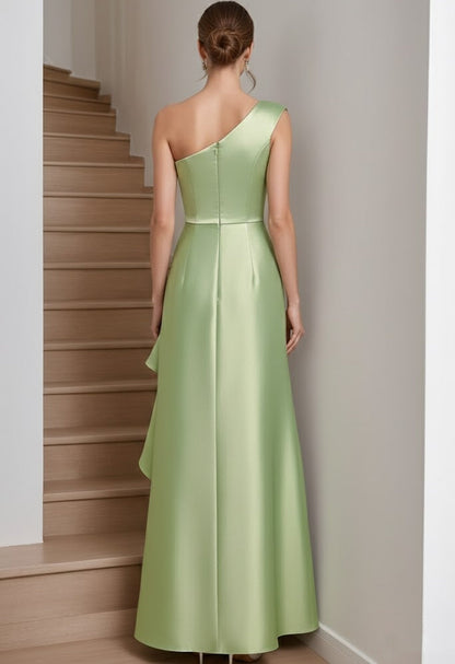 A-Line/Princess One-Shoulder Satin Mother of the Bride Dresses Sleeveless Floor-Length Ruffles