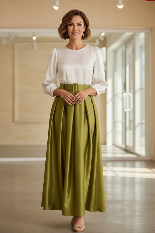 Scoop Taffeta Mother of the Bride Dresses Long Sleeves Ankle-Length Pleated