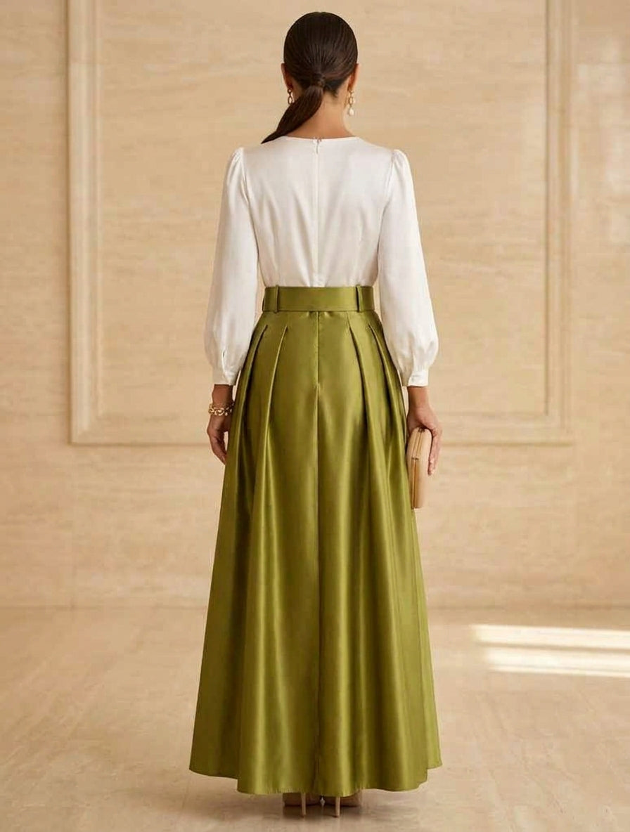 Scoop Taffeta Mother of the Bride Dresses Long Sleeves Ankle-Length Pleated
