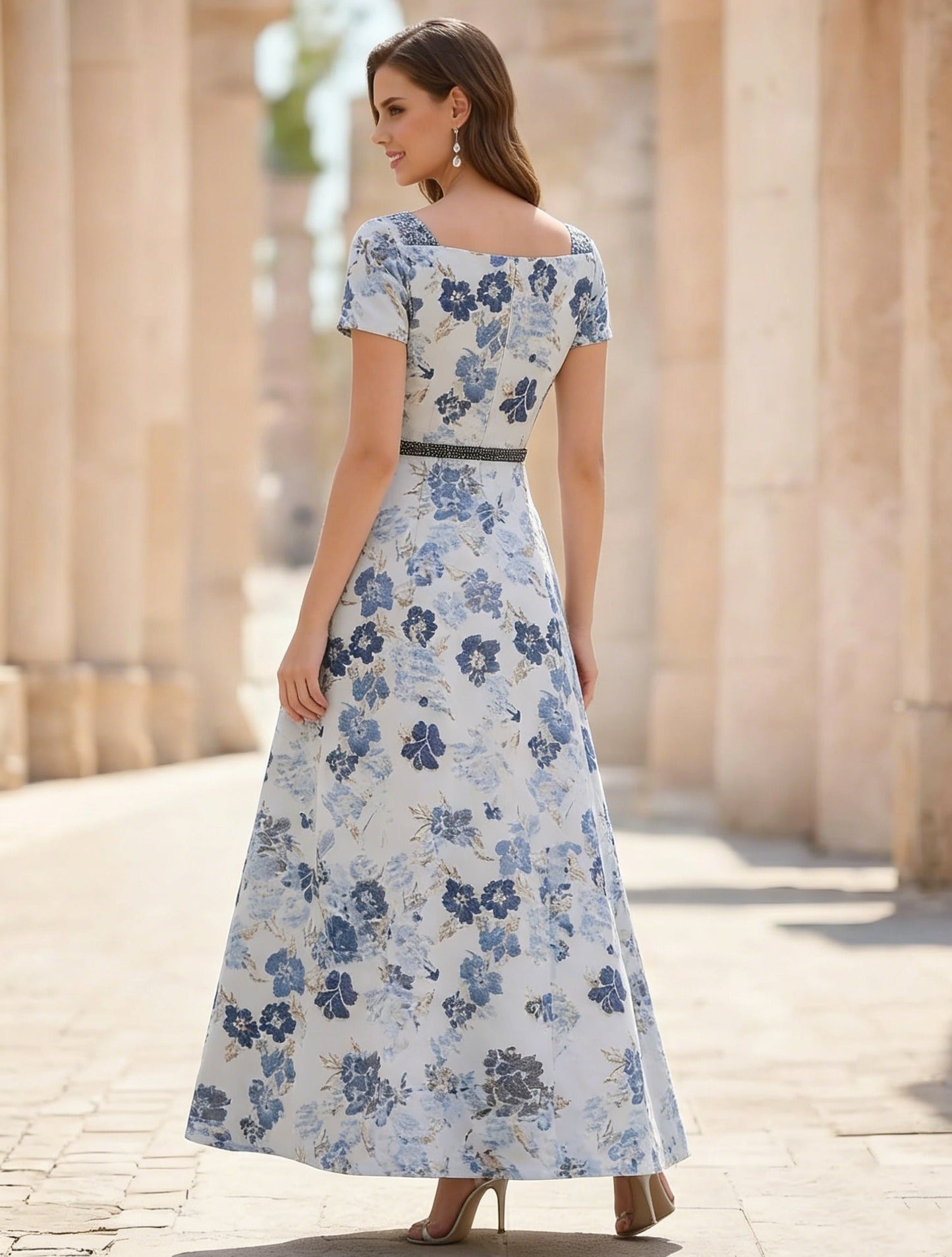 A-Line Floral Ankle-Length Short Sleeves Mother of the Bride Dresses
