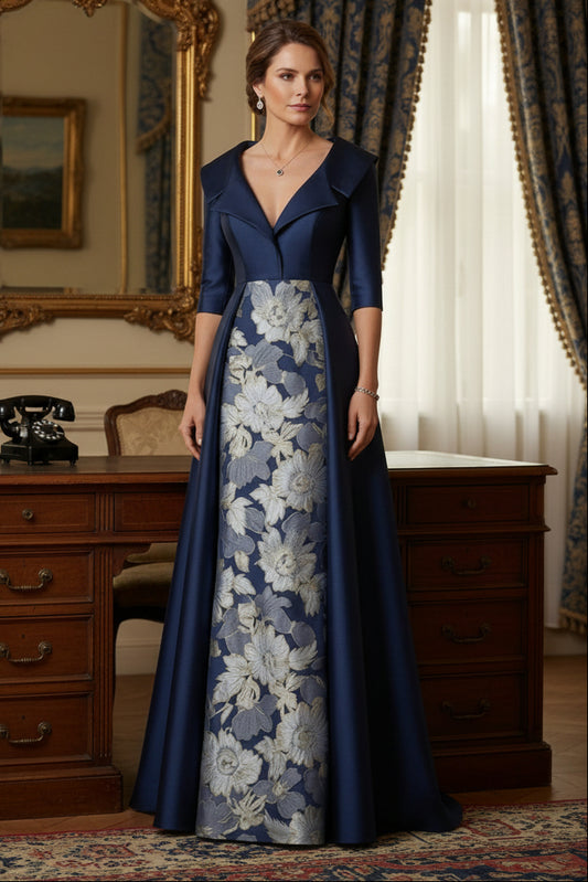 Sheath Mother of the Bride Dresses with Overskirt Floral Half Sleeves