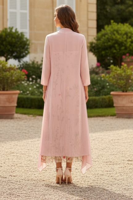 2 Pieces A-Line/Princess Scoop Chiffon Mother of the Bride Dresses with Jacket Long Sleeves Ankle-Length Lace Floral