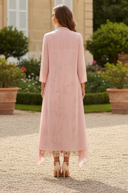 2 Pieces A-Line/Princess Scoop Chiffon Mother of the Bride Dresses with Jacket Long Sleeves Ankle-Length Lace Floral