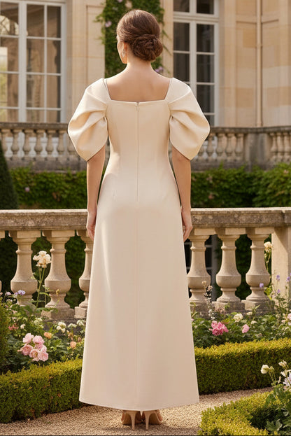 A-Line Square Collar Stretch Satin Mother of the Bride Dress
