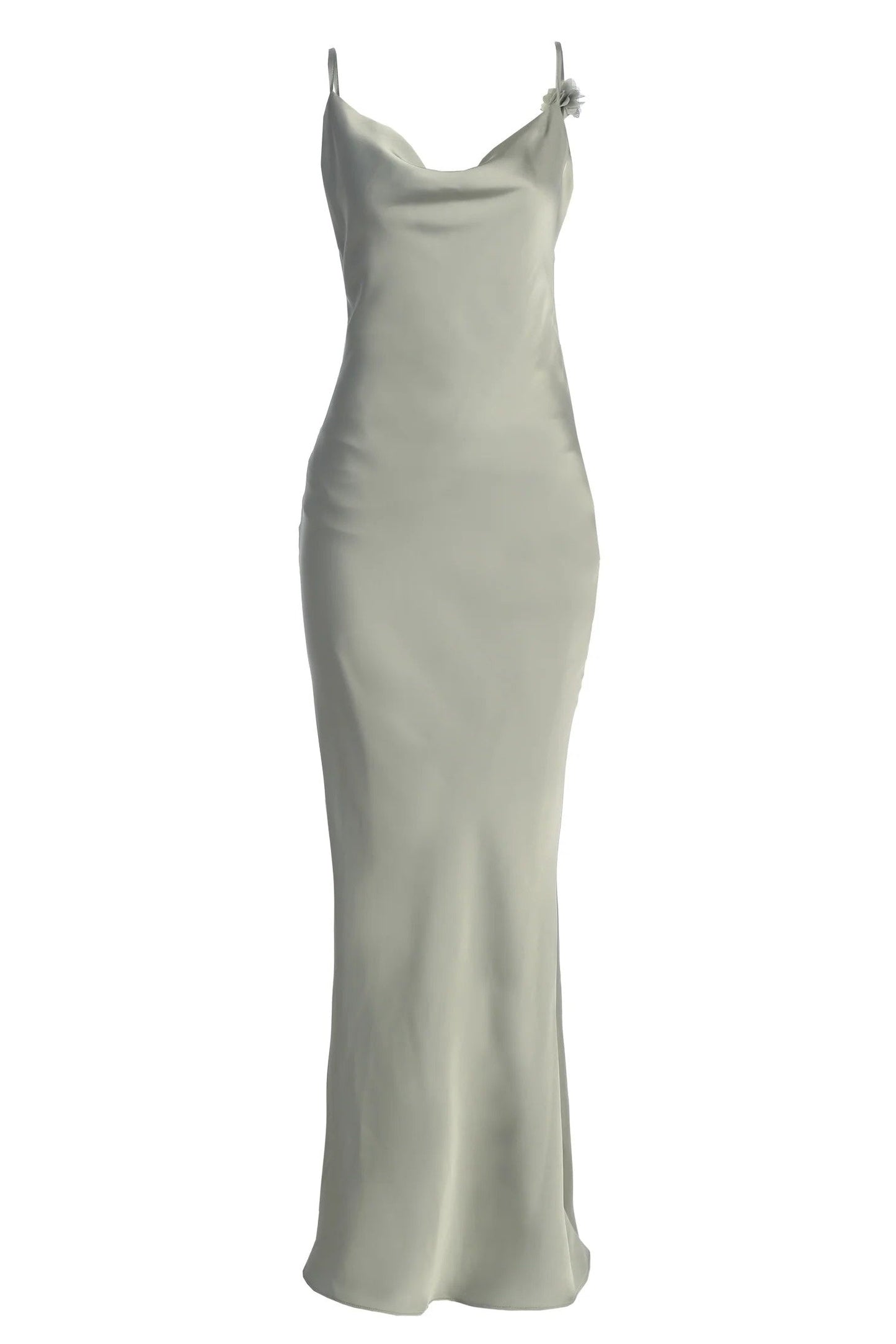 Spaghetti Straps Cowl Neck Backless Floor-Length Floral Bridesmaid Dresses