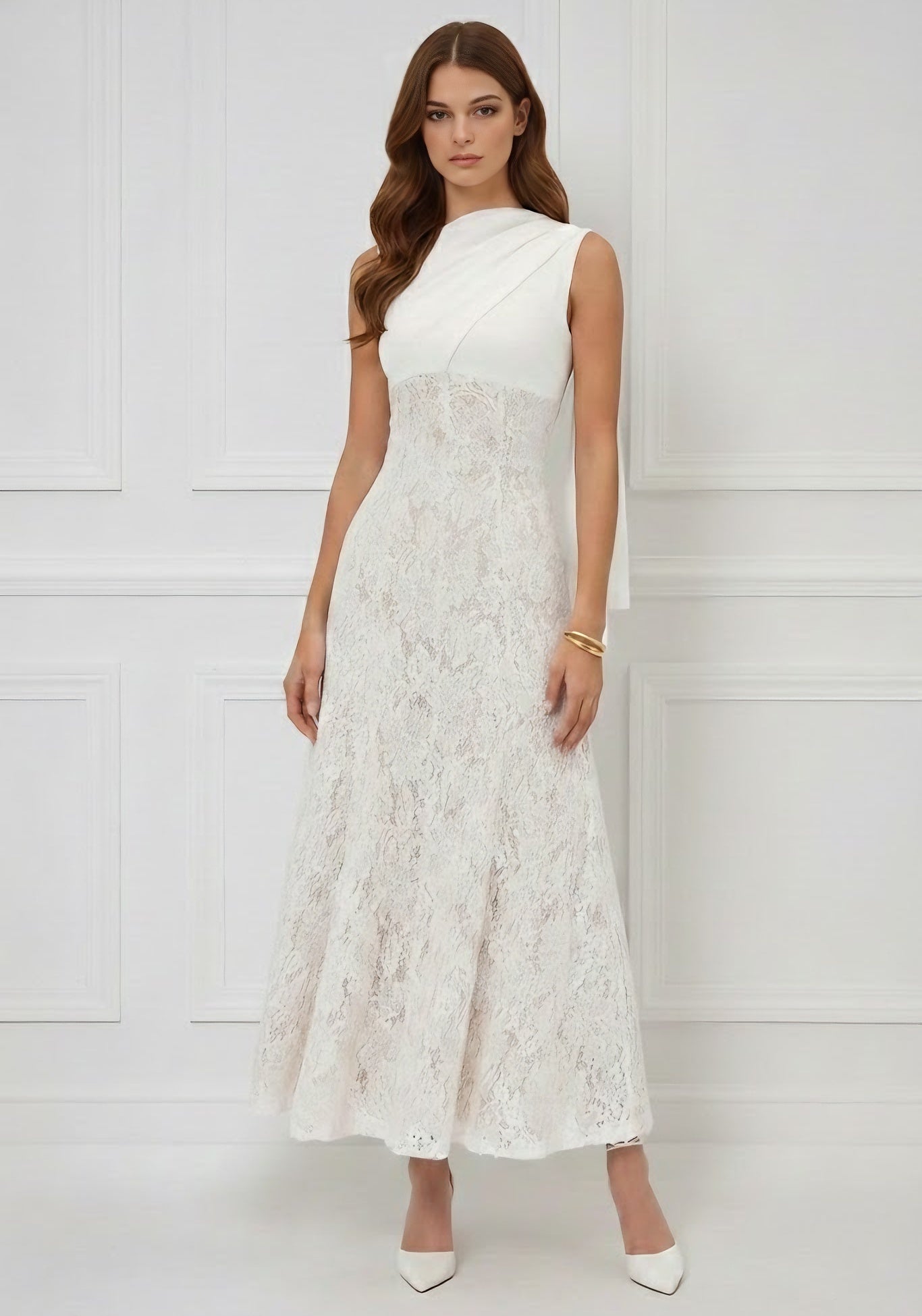 Scoop Stretch Satin Cocktail Dresses Lace Formal Dress