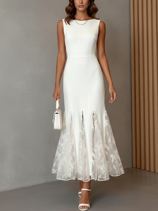 Sleeveless Cocktail Dresses Ankle-Length Lace Trumpet  Formal Dresses