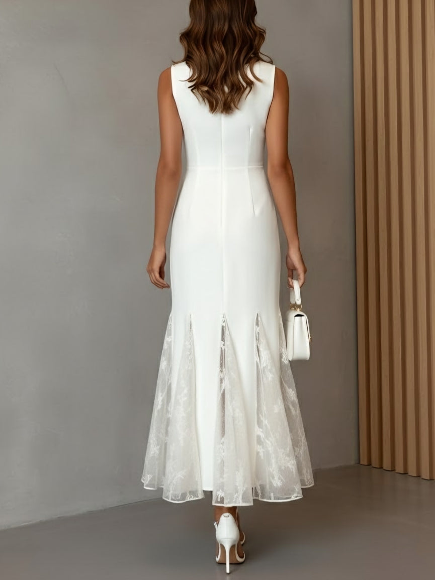 Sleeveless Cocktail Dresses Ankle-Length Lace Trumpet  Formal Dresses