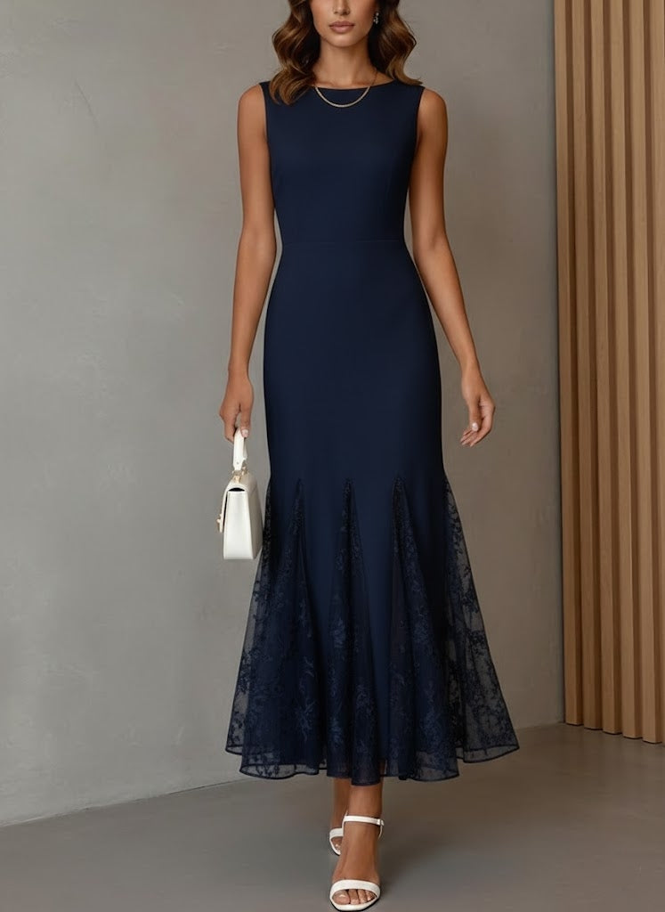 Sleeveless Cocktail Dresses Ankle-Length Lace Trumpet  Formal Dresses