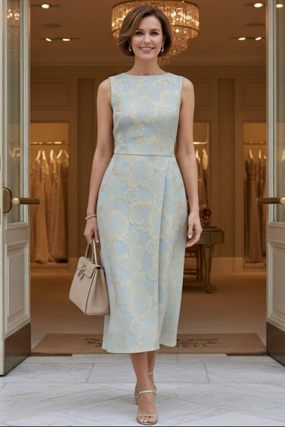 Floral Sleeveless Cocktail Dresses Tea-Length Formal Dresses
