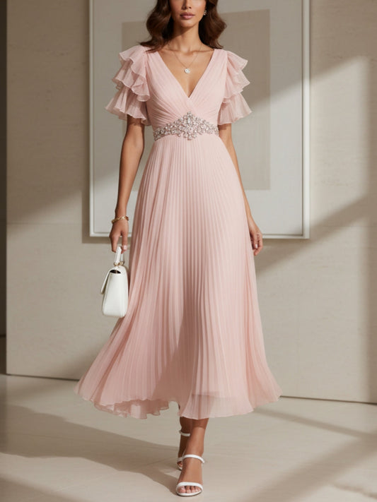 A-Line V-Neck Chiffon Cocktail Dresses