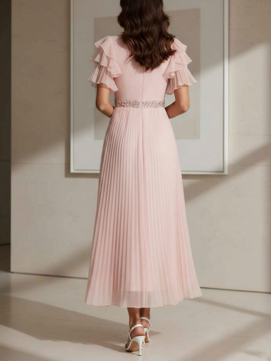 A-Line V-Neck Chiffon Cocktail Dresses