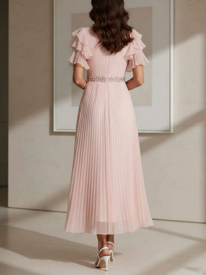 A-Line V-Neck Chiffon Cocktail Dresses