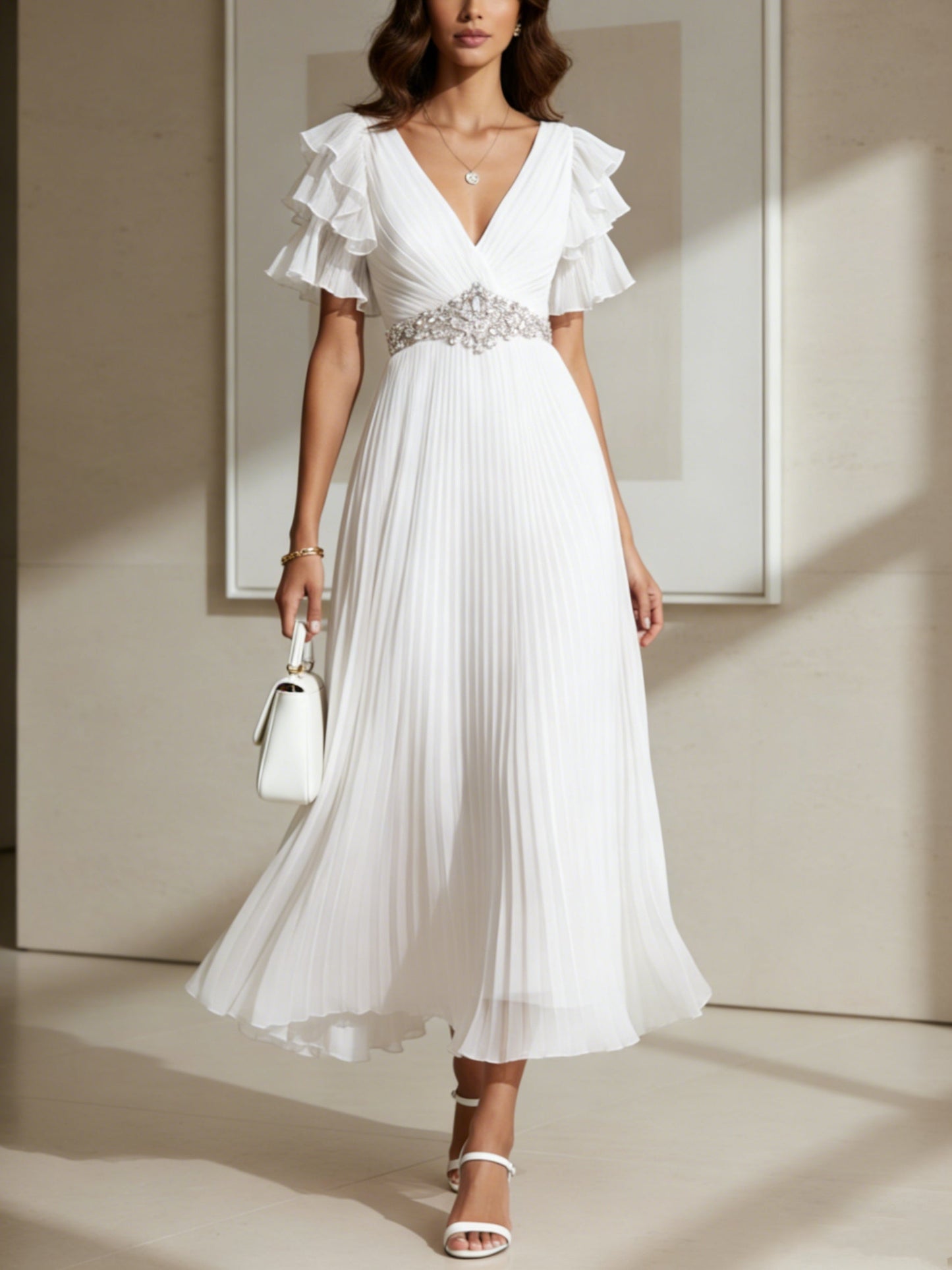 A-Line V-Neck Chiffon Cocktail Dresses