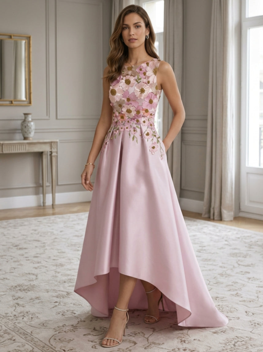 Floral Cocktail Dresses Floor-Length Asymmetrical Embroidery Dresses