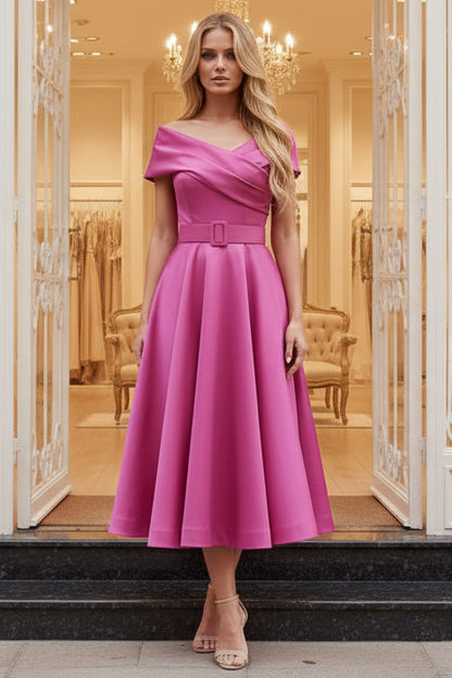Fuchsia Off-the-Shoulder Cocktail Dresses