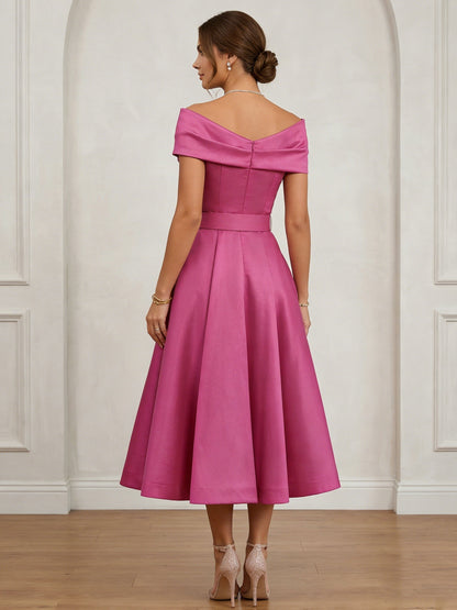 Fuchsia Off-the-Shoulder Cocktail Dresses