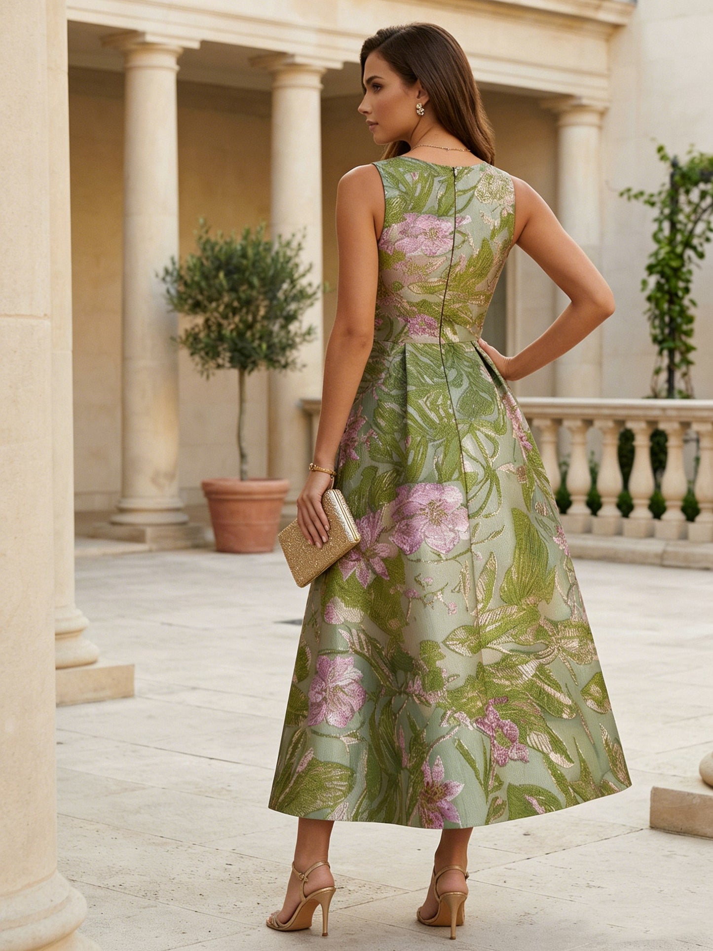 A-Line Cocktail Dresses Sleeveless Floral Formal Dresses