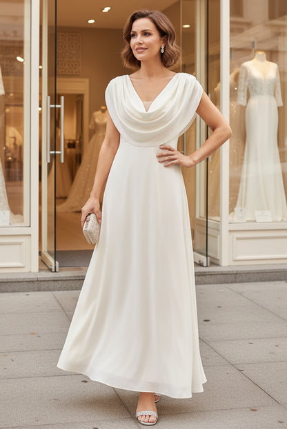 Cowl Neck Chiffon Cocktail Dresses Sleeveless A-Line Graduation Dress